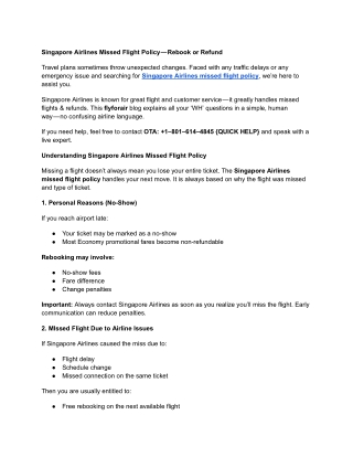 Singapore Airlines Missed Flight Policy — Rebook or Refund
