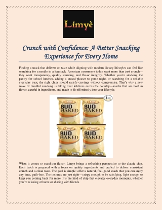 Crunch with Confidence: A Better Snacking Experience for Every Home