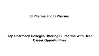 Top Pharmacy Colleges Offering B. Pharma With Best Career Opportunities