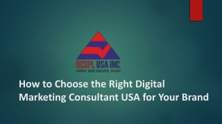 How to Choose the Right Digital Marketing Consultant USA for Your Brand