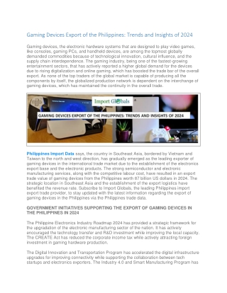 Gaming Devices Export of the Philippines – Detailed Trade Statistics & Market In