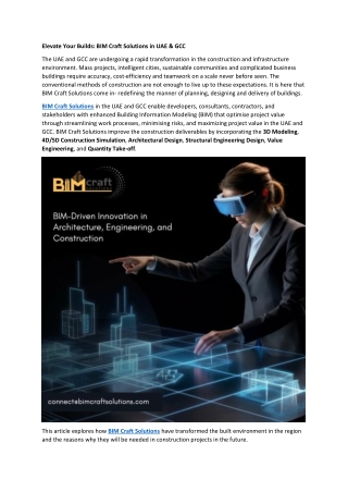 Elevate Your Builds - BIM Craft Solutions in UAE & GCC