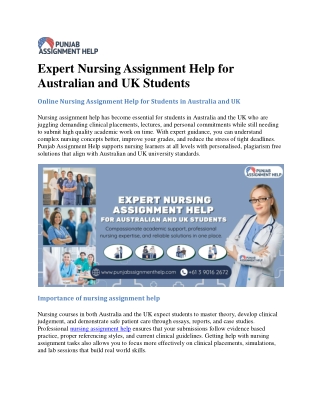 Expert Nursing Assignment Help for Australian and UK Students