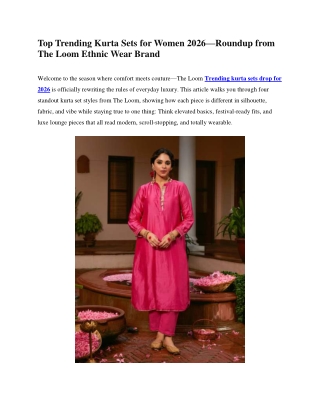 Top Trending Kurta Sets for Women 2026 — The Loom Ethnic Wear Brand