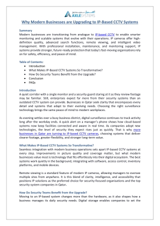 Why Modern Businesses are Upgrading to IP-Based CCTV Systems