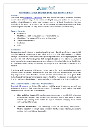 Which LED Screen Solution Suits Your Business Best