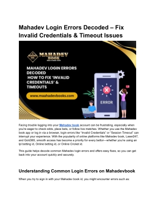 Mahadev Login Errors Decoded – Fix Invalid Credentials & Timeout Issues (2)