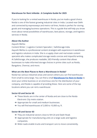 Noida Warehouse for Rent_ A Complete Guide for 2025