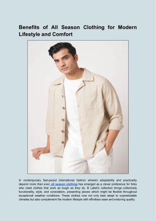 Benefits of All Season Clothing for Modern Lifestyle and Comfort