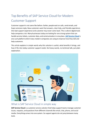 Top Benefits of SAP Service Cloud for Modern Customer Support