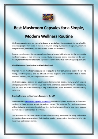 Best Mushroom Capsules for a Simple, Modern Wellness Routine