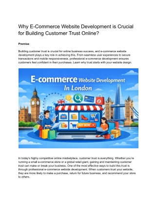 Why E-Commerce Website Development is Crucial for Building Customer Trust Online