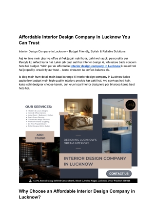 Affordable Interior Design Company in Lucknow You Can Trust