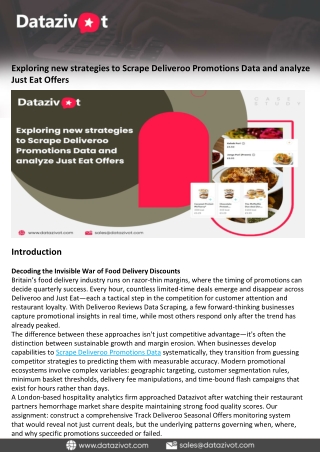 Exploring new strategies to Scrape Deliveroo Promotions Data and analyze Just Eat Offers
