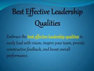 Best Effective Leadership Qualities