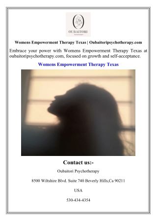 Womens Empowerment Therapy Texas  Oubaitoripsychotherapy.com