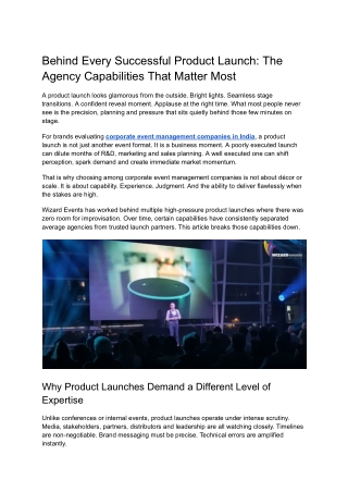Behind Every Successful Product Launch: The Agency Capabilities That Matter Most