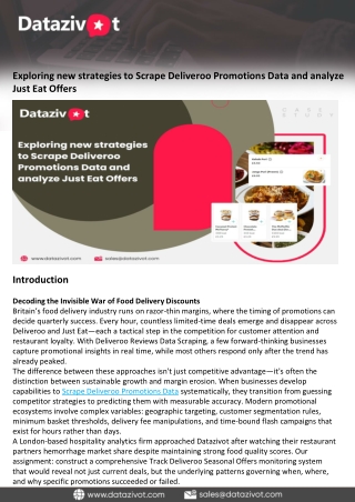 Exploring new strategies to Scrape Deliveroo Promotions Data and analyze Just Eat Offers