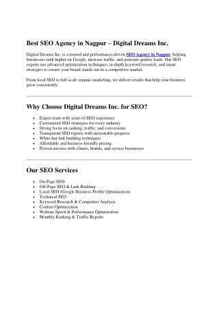 Best SEO Agency in Nagpur