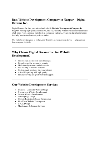 Best Website Development Company in Nagpur