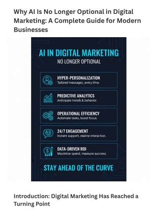 Why AI Is No Longer Optional in Digital Marketing A Complete Guide for Modern Businesses