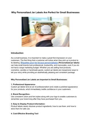 Why Personalized Jar Labels Are Perfect for Small Businesses