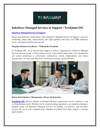 Salesforce Managed Services & Support - TeraQuint INC