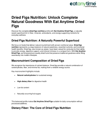 Dried Figs Nutrition – Naturally Sweet Superfruit by Eat Anytime