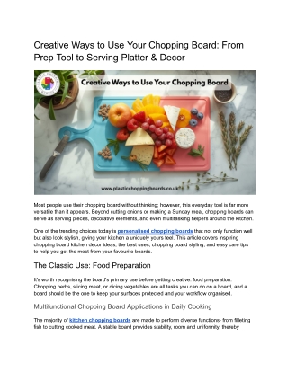 Creative Ways to Use Your Chopping Board From Prep Tool to Serving Platter and Decor