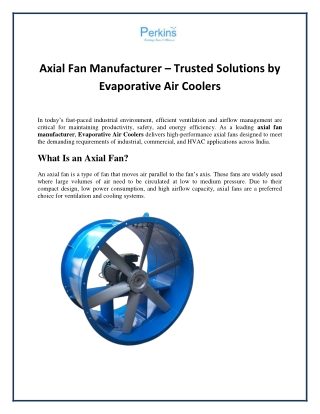 Axial Fan Manufacturer in India
