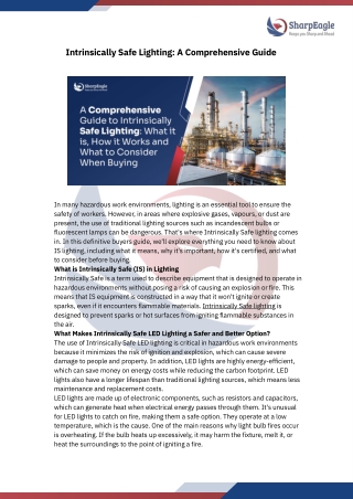 Intrinsically Safe Lighting  A Comprehensive Guide