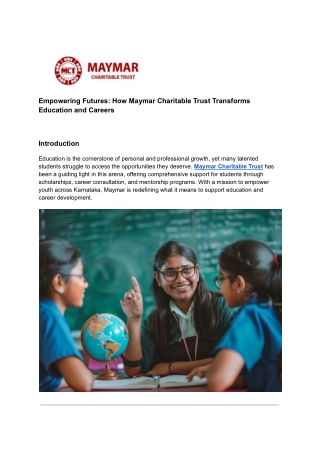 Empowering Futures How Maymar Charitable Trust Transforms Education and Careers
