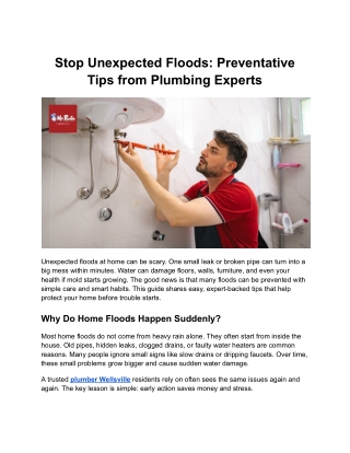 Stop Unexpected Floods: Preventative Tips from Plumbing Experts