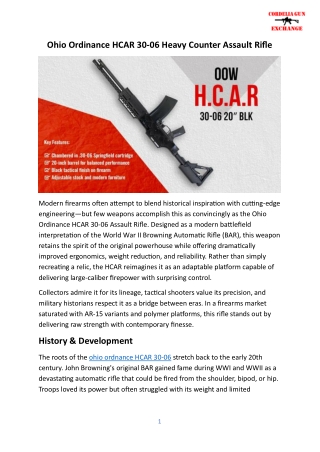 Ohio Ordinance HCAR 30-06 Heavy Counter Assault Rifle