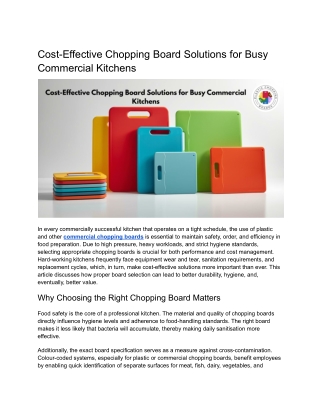 Cost-Effective Chopping Board Solutions for Busy Commercial Kitchens