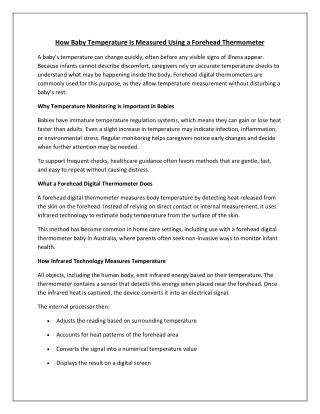 How Baby Temperature Is Measured Using a Forehead Thermometer