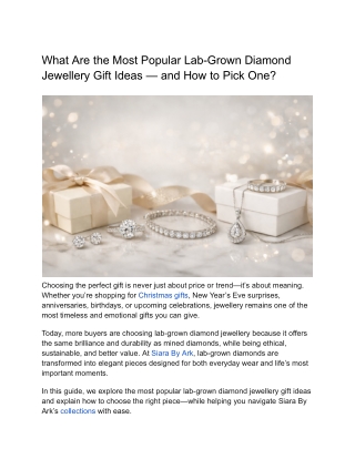 What Are the Most Popular Lab-Grown Diamond Jewellery Gift Ideas — and How to Pick One