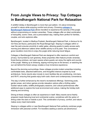 From Jungle Views to Privacy_ Top Cottages in Bandhavgarh National Park for Relaxation