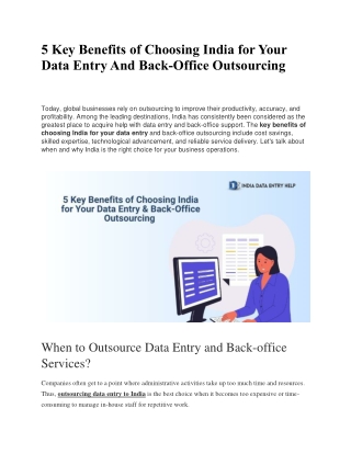 5 Key Benefits of Choosing India for Your Data Entry And Back-Office Outsourcing