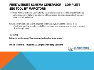 Free Website Schema Generator | JSON-LD Structured Data By Marcitors