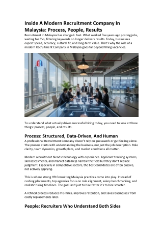 How Top Recruitment Agencies in Malaysia Deliver Better Hiring Results