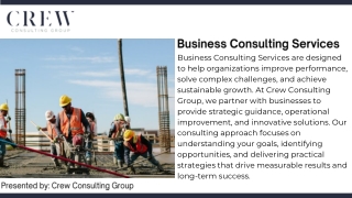 Business Consulting Services for Strategic Growth and Operational Success