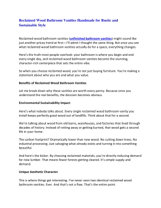 Reclaimed Wood Bathroom Vanities Handmade for Rustic and Sustainable Style