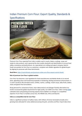 Premium Indian Corn Flour Export | Nutrich Foods