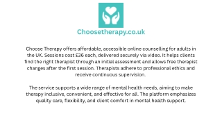 Affordable Therapy Online in UK - Choose Therapy