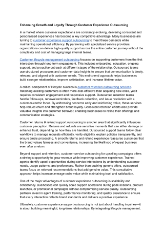 Enhancing Growth and Loyalty Through Customer Experience Outsourcing