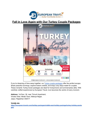 Turkey Couple Packages Crafted for Romance & Memories