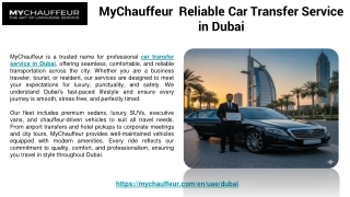 MyChauffeur | Reliable Car Transfer Service in Dubai