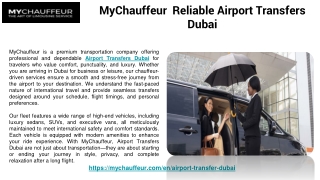 MyChauffeur | Reliable Airport Transfers Dubai