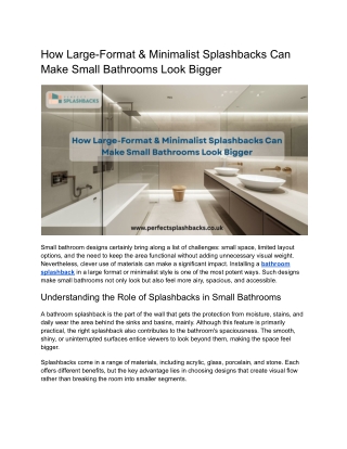 How Large-Format and Minimalist Splashbacks Can Make Small Bathrooms Look Bigger